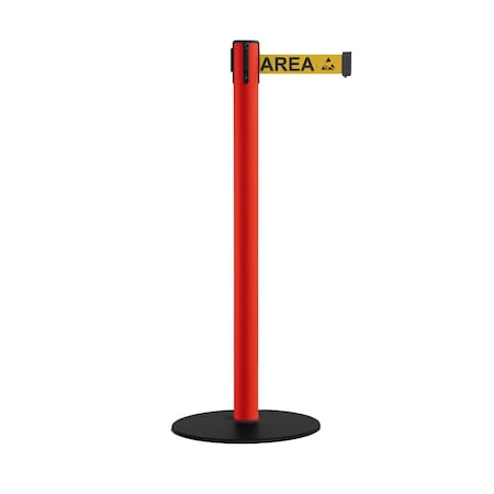 Montour Line Retractable Belt Stanchion, Low Base, 2.5" Red Post  11' Area Belt S400-RD-ESDPRYB-110